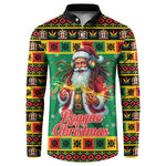Afro-Jamaicans Christmas Button Sweatshirt Reggae Santa with Dreadlocks Design