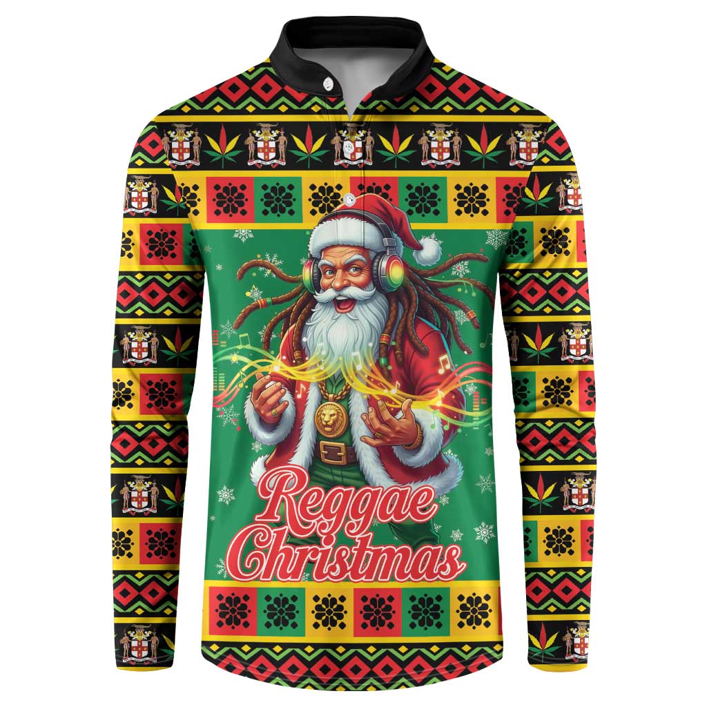 Afro-Jamaicans Christmas Button Sweatshirt Reggae Santa with Dreadlocks Design