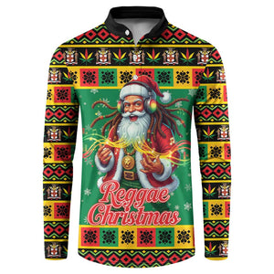 Afro-Jamaicans Christmas Button Sweatshirt Reggae Santa with Dreadlocks Design