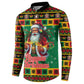 Afro-Jamaicans Christmas Button Sweatshirt Reggae Santa with Dreadlocks Design