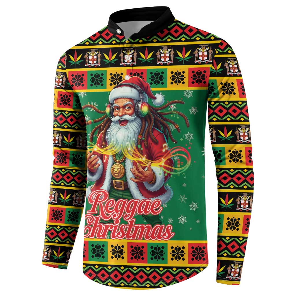 Afro-Jamaicans Christmas Button Sweatshirt Reggae Santa with Dreadlocks Design