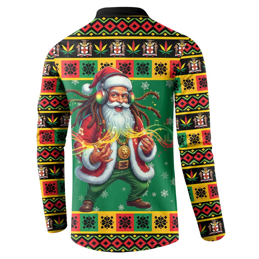 Afro-Jamaicans Christmas Button Sweatshirt Reggae Santa with Dreadlocks Design