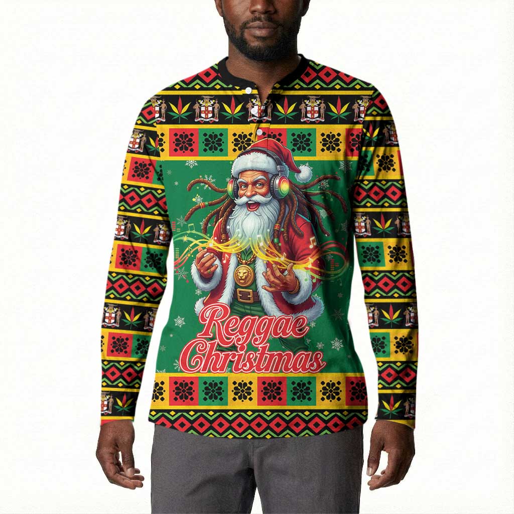 Afro-Jamaicans Christmas Button Sweatshirt Reggae Santa with Dreadlocks Design