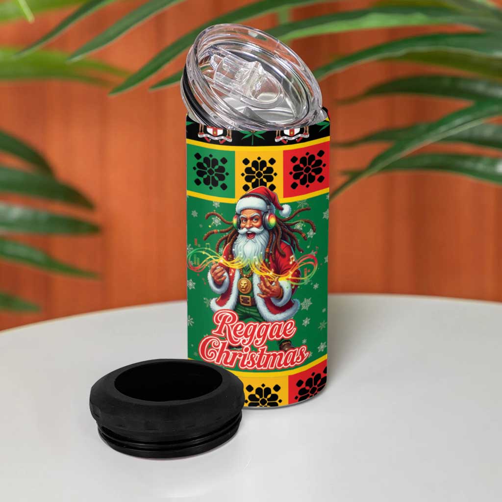 Afro-Jamaicans Christmas 4 in 1 Can Cooler Tumbler Reggae Santa with Dreadlocks Design - African Pride