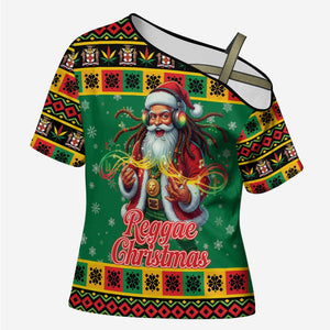 Afro-Jamaicans Christmas Cross Shoulder Shirt Reggae Santa with Dreadlocks Design