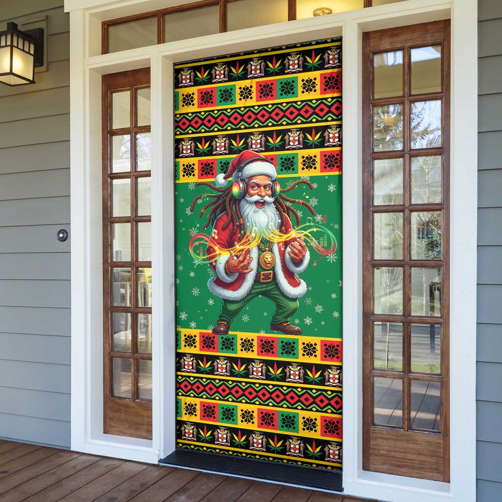 Afro-Jamaicans Christmas Door Cover Reggae Santa with Dreadlocks Design