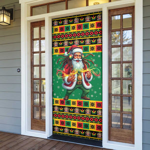 Afro-Jamaicans Christmas Door Cover Reggae Santa with Dreadlocks Design