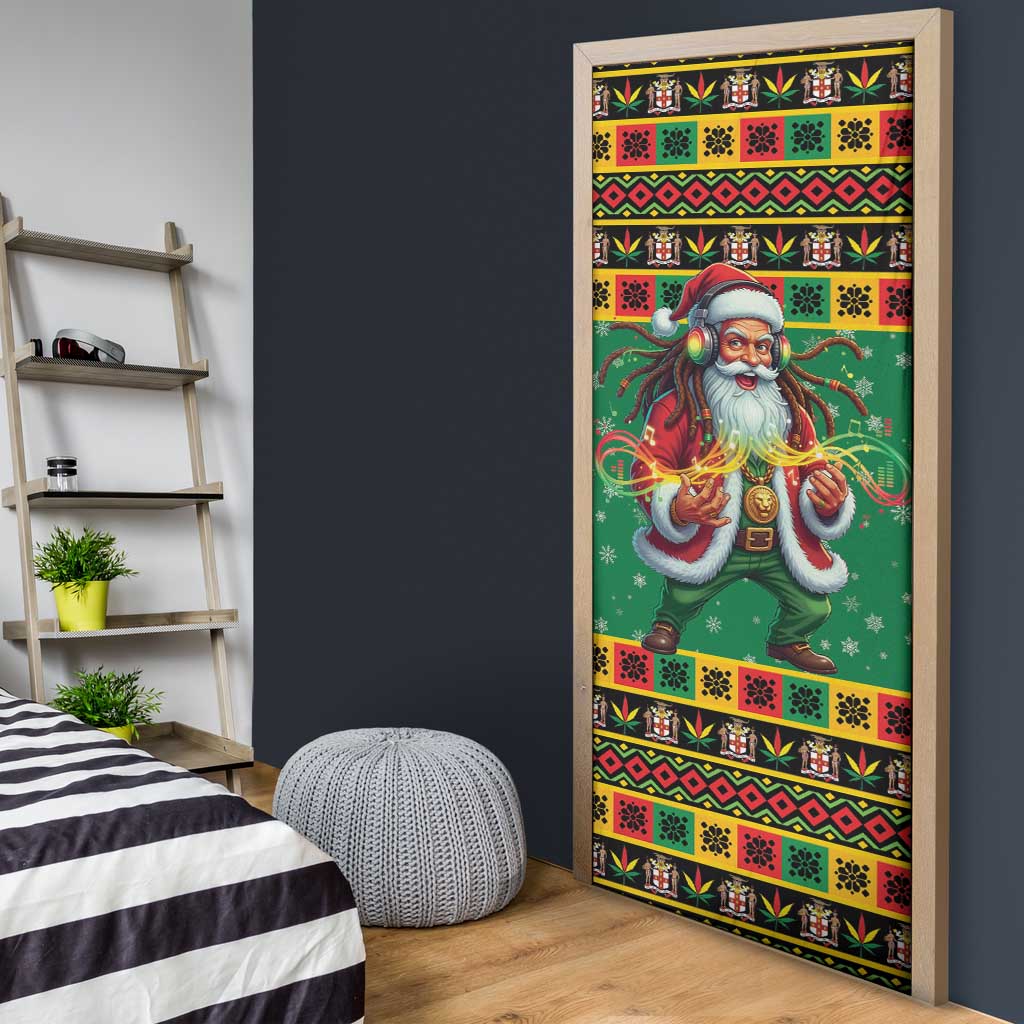Afro-Jamaicans Christmas Door Cover Reggae Santa with Dreadlocks Design