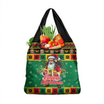Afro-Jamaicans Christmas Grocery Bag Reggae Santa with Dreadlocks Design - African Pride