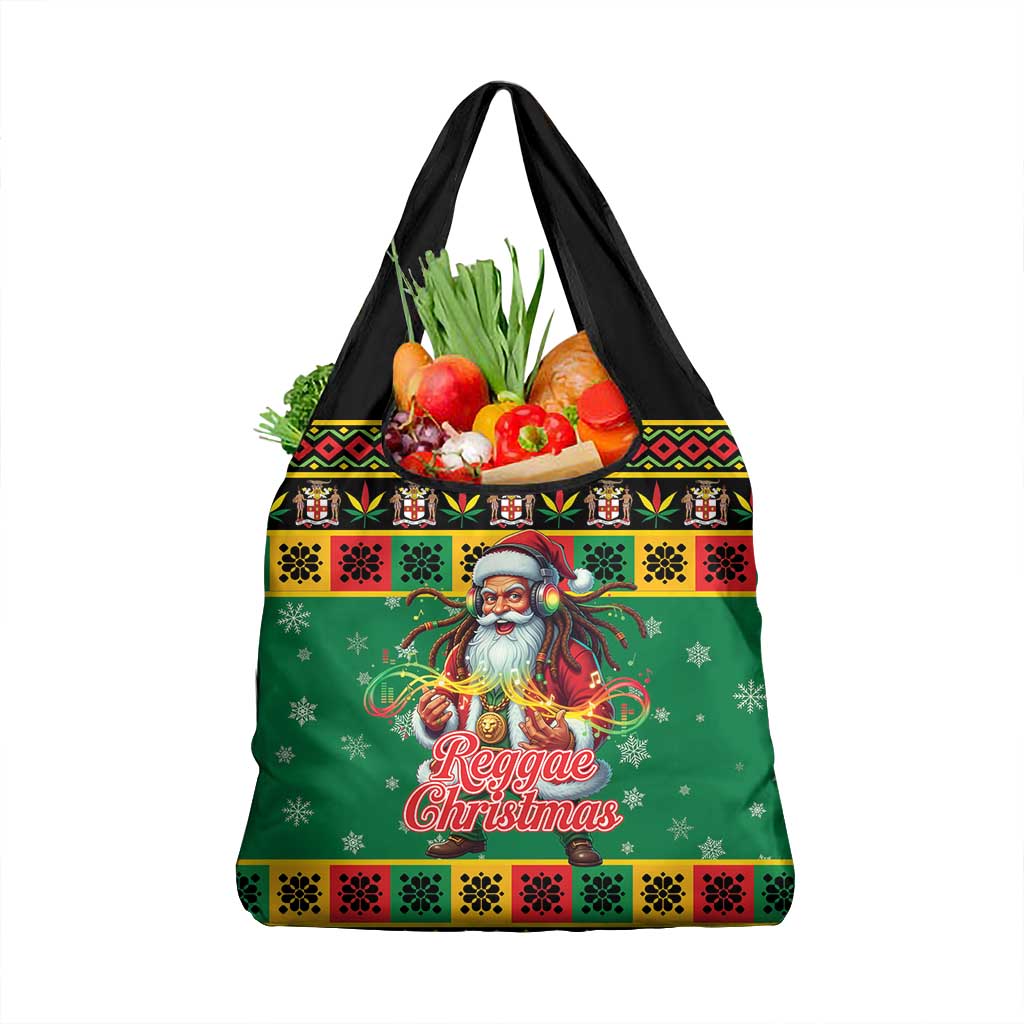 Afro-Jamaicans Christmas Grocery Bag Reggae Santa with Dreadlocks Design - African Pride