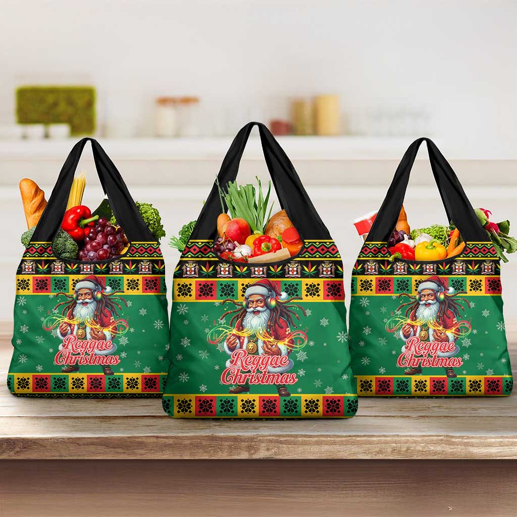 Afro-Jamaicans Christmas Grocery Bag Reggae Santa with Dreadlocks Design - African Pride