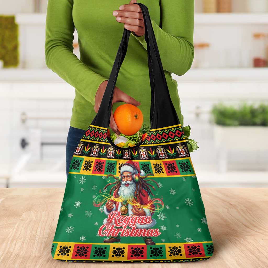 Afro-Jamaicans Christmas Grocery Bag Reggae Santa with Dreadlocks Design - African Pride