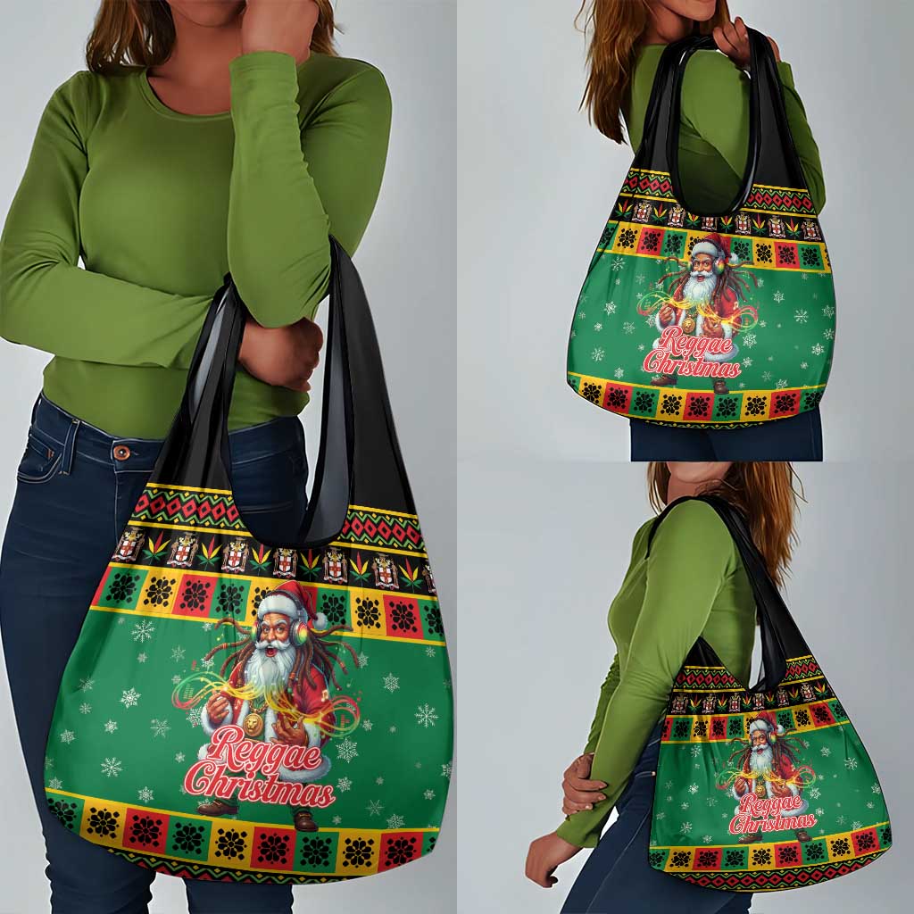 Afro-Jamaicans Christmas Grocery Bag Reggae Santa with Dreadlocks Design - African Pride
