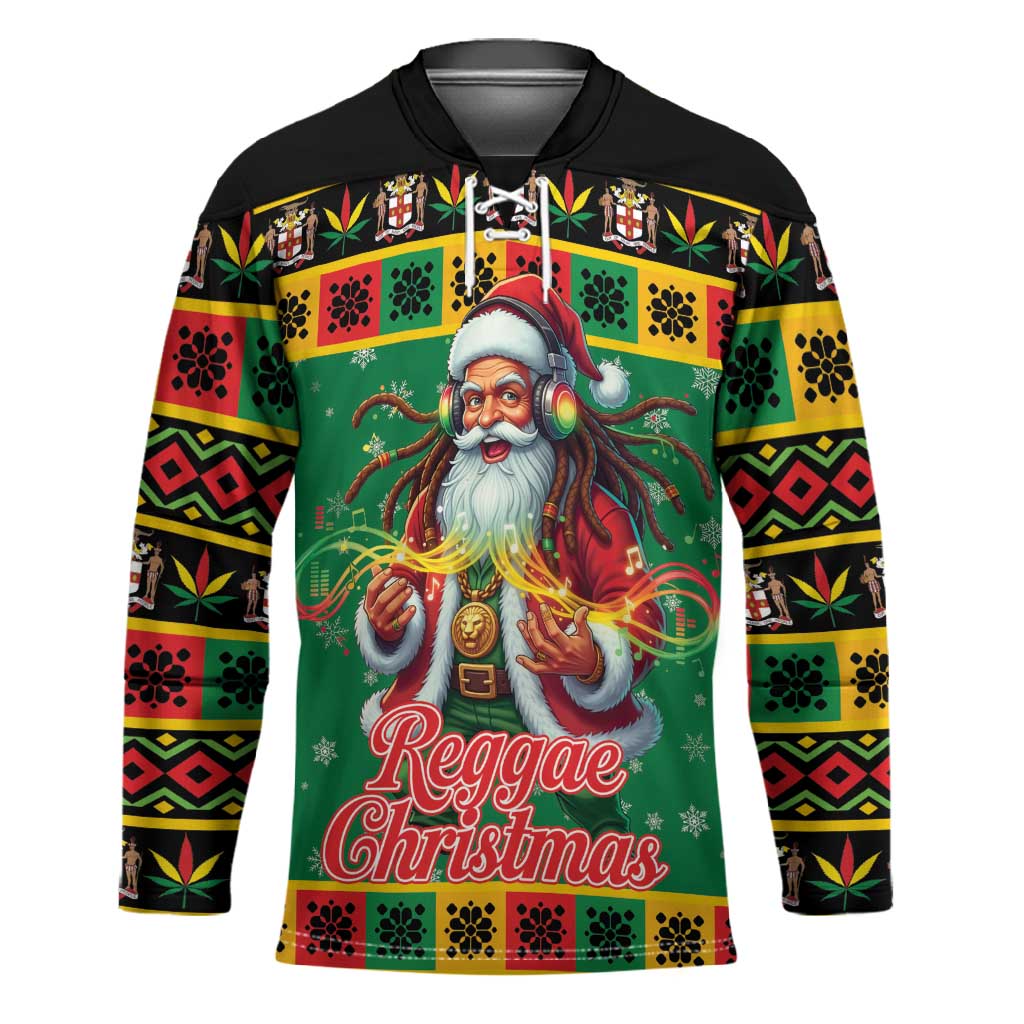 Afro-Jamaicans Christmas Hockey Jersey Reggae Santa with Dreadlocks Design