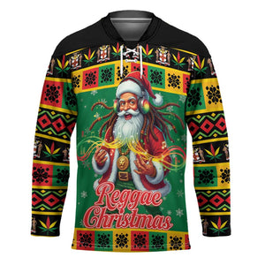Afro-Jamaicans Christmas Hockey Jersey Reggae Santa with Dreadlocks Design