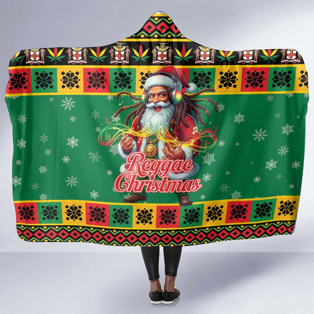 Afro-Jamaicans Christmas Hooded Blanket Reggae Santa with Dreadlocks Design - African Pride