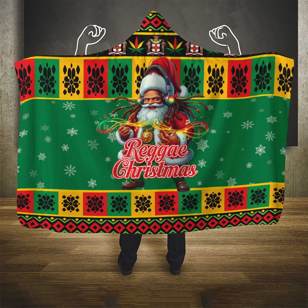 Afro-Jamaicans Christmas Hooded Blanket Reggae Santa with Dreadlocks Design - African Pride
