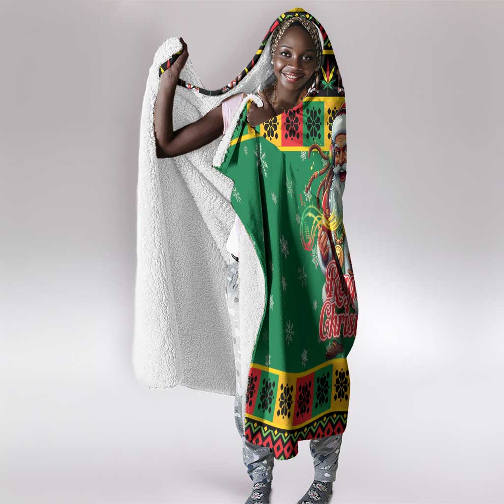 Afro-Jamaicans Christmas Hooded Blanket Reggae Santa with Dreadlocks Design - African Pride
