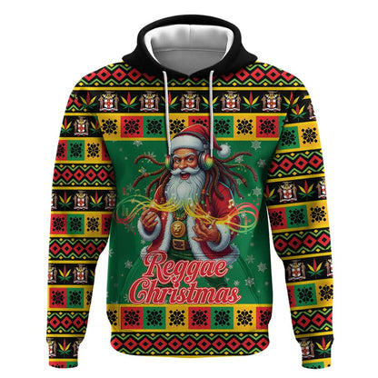 Afro-Jamaicans Christmas Hoodie Reggae Santa with Dreadlocks Design - African Pride
