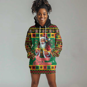 Afro-Jamaicans Christmas Hoodie Dress Reggae Santa with Dreadlocks Design - African Pride