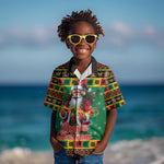 Afro-Jamaicans Christmas Kid Hawaiian Shirt Reggae Santa with Dreadlocks Design - African Pride