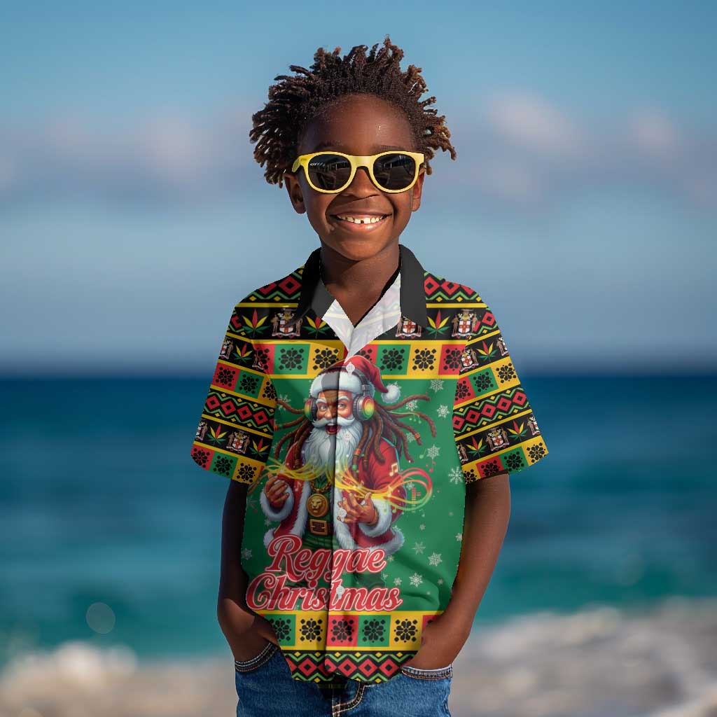 Afro-Jamaicans Christmas Kid Hawaiian Shirt Reggae Santa with Dreadlocks Design - African Pride