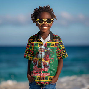Afro-Jamaicans Christmas Kid Hawaiian Shirt Reggae Santa with Dreadlocks Design - African Pride
