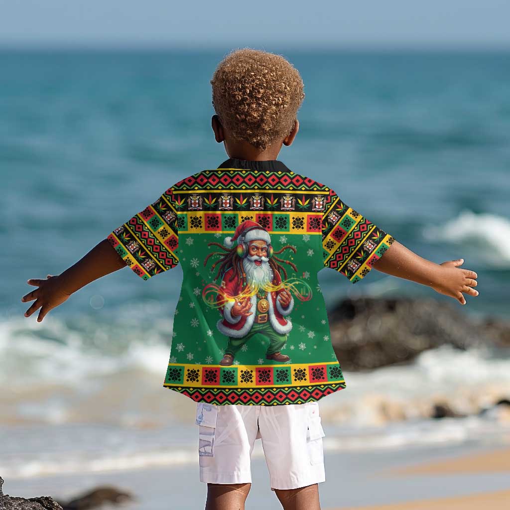 Afro-Jamaicans Christmas Kid Hawaiian Shirt Reggae Santa with Dreadlocks Design - African Pride