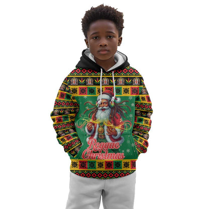 Afro-Jamaicans Christmas Kid Hoodie Reggae Santa with Dreadlocks Design - African Pride