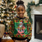 Afro-Jamaicans Christmas Kid Ugly Christmas Sweater Reggae Santa with Dreadlocks Design - African Pride