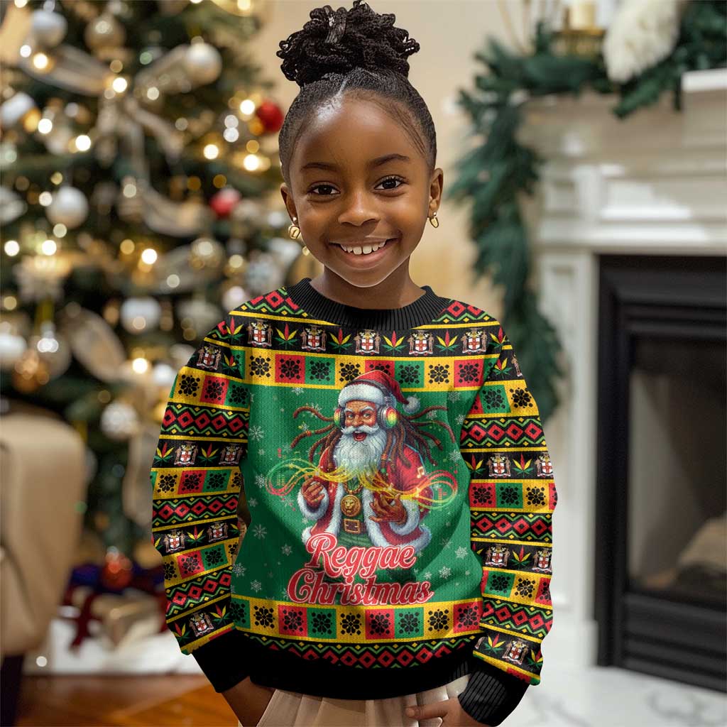 Afro-Jamaicans Christmas Kid Ugly Christmas Sweater Reggae Santa with Dreadlocks Design - African Pride
