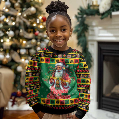 Afro-Jamaicans Christmas Kid Ugly Christmas Sweater Reggae Santa with Dreadlocks Design - African Pride