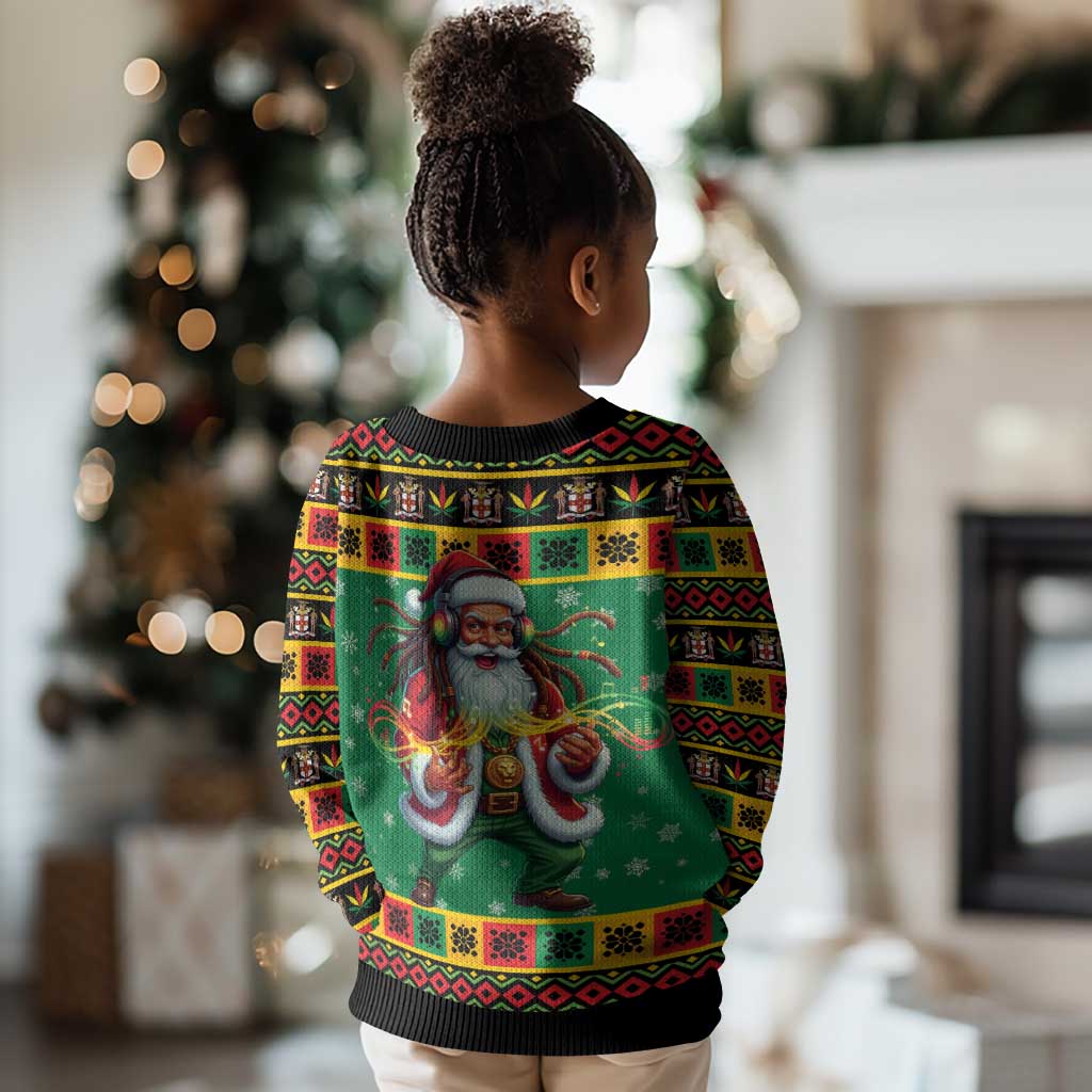 Afro-Jamaicans Christmas Kid Ugly Christmas Sweater Reggae Santa with Dreadlocks Design - African Pride