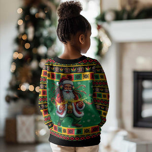 Afro-Jamaicans Christmas Kid Ugly Christmas Sweater Reggae Santa with Dreadlocks Design - African Pride