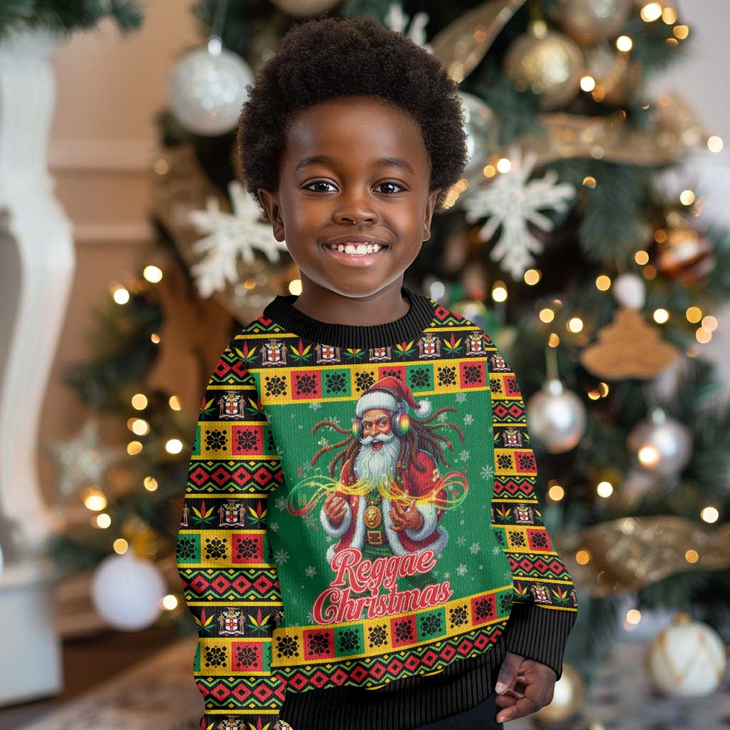Afro-Jamaicans Christmas Kid Ugly Christmas Sweater Reggae Santa with Dreadlocks Design - African Pride