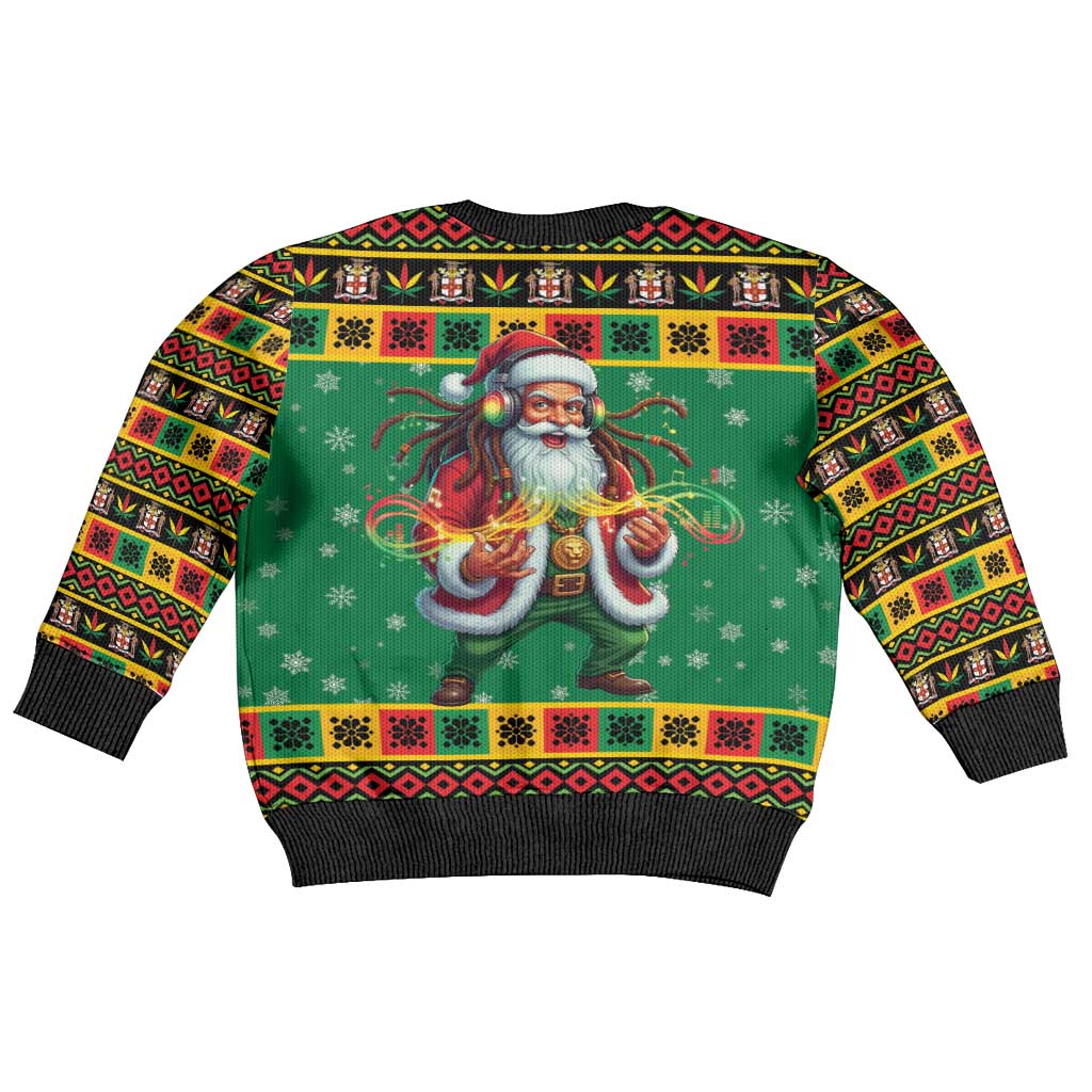Afro-Jamaicans Christmas Kid Ugly Christmas Sweater Reggae Santa with Dreadlocks Design - African Pride
