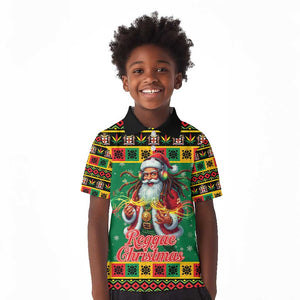 Afro-Jamaicans Christmas Kid Polo Shirt Reggae Santa with Dreadlocks Design - African Pride
