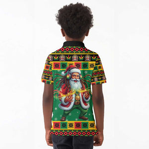 Afro-Jamaicans Christmas Kid Polo Shirt Reggae Santa with Dreadlocks Design - African Pride