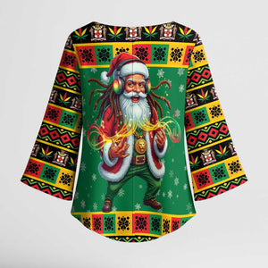 Afro-Jamaicans Christmas Kimono Sleeve Blouse Reggae Santa with Dreadlocks Design