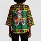 Afro-Jamaicans Christmas Kimono Sleeve Blouse Reggae Santa with Dreadlocks Design