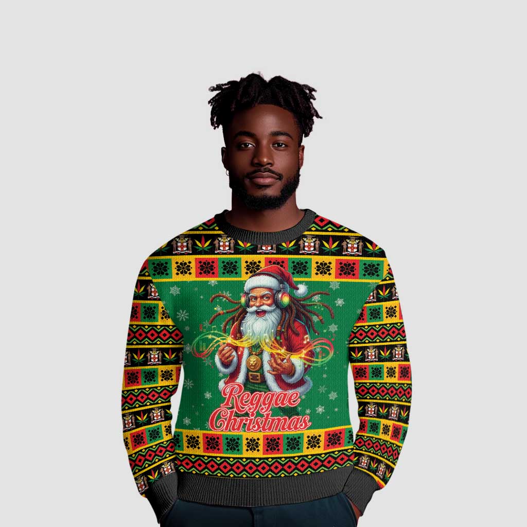 Afro-Jamaicans Christmas Ugly Christmas Sweater Reggae Santa with Dreadlocks Design - African Pride