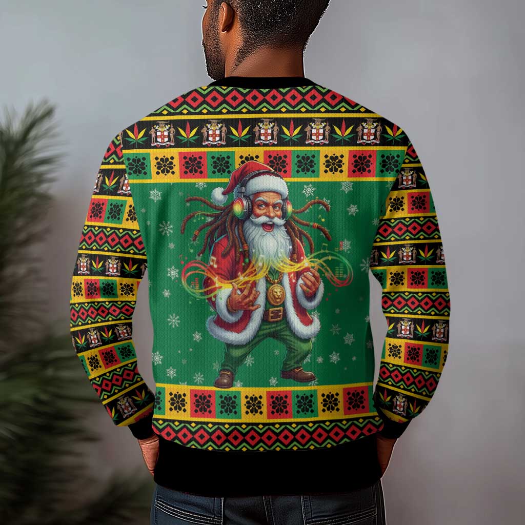 Afro-Jamaicans Christmas Ugly Christmas Sweater Reggae Santa with Dreadlocks Design - African Pride