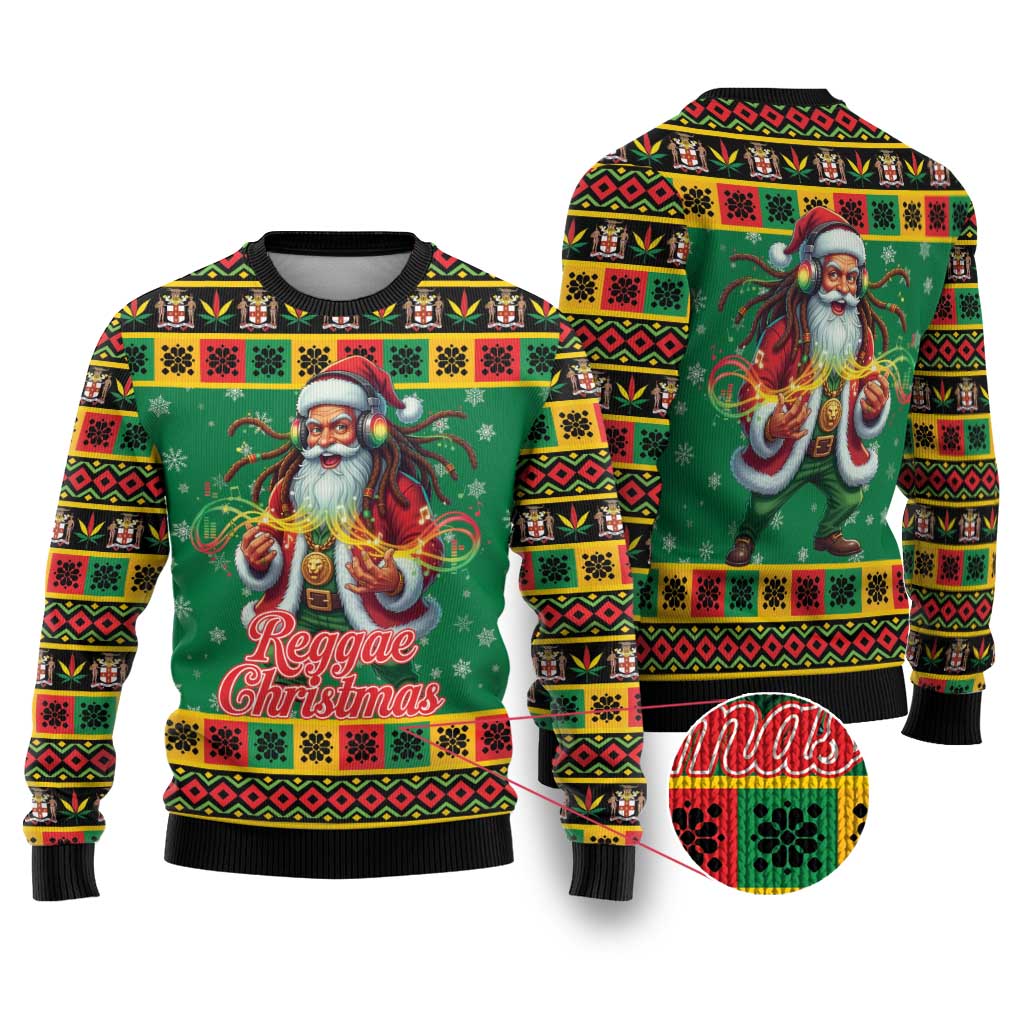 Afro-Jamaicans Christmas Ugly Christmas Sweater Reggae Santa with Dreadlocks Design - African Pride
