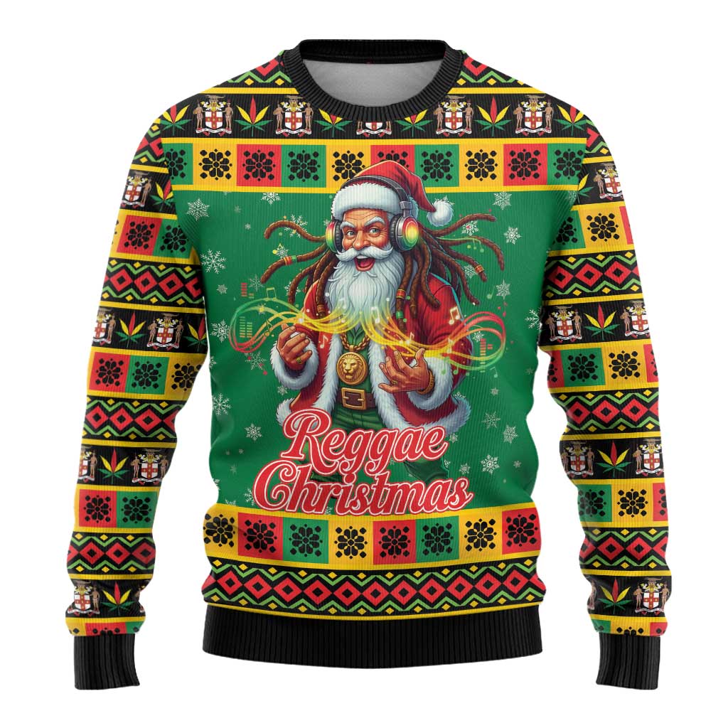 Afro-Jamaicans Christmas Ugly Christmas Sweater Reggae Santa with Dreadlocks Design - African Pride