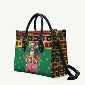 Afro-Jamaicans Christmas Leather Bag Reggae Santa with Dreadlocks Design