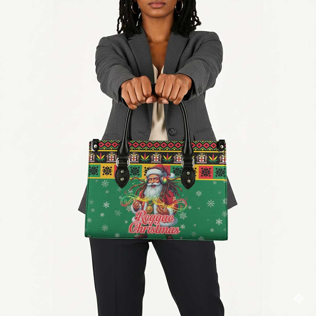 Afro-Jamaicans Christmas Leather Bag Reggae Santa with Dreadlocks Design