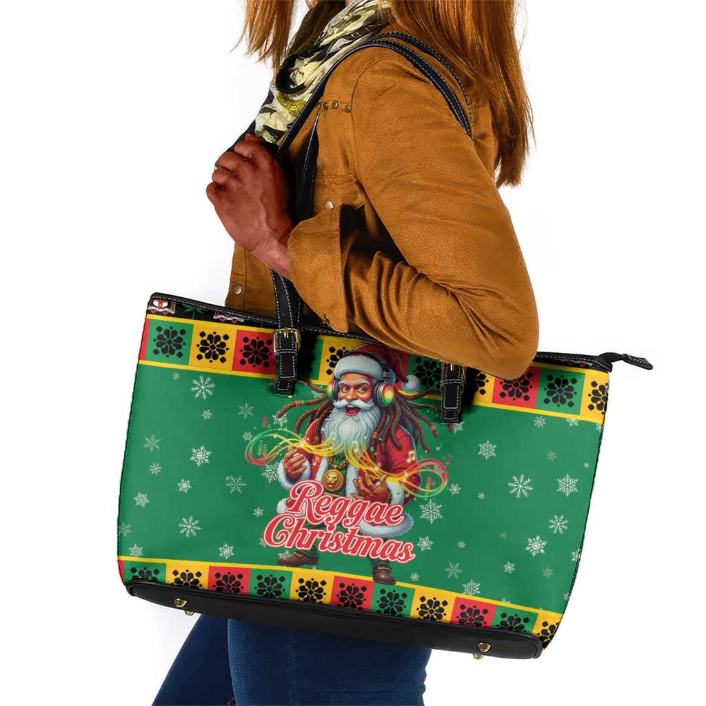 Afro-Jamaicans Christmas Leather Tote Bag Reggae Santa with Dreadlocks Design - African Pride