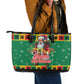 Afro-Jamaicans Christmas Leather Tote Bag Reggae Santa with Dreadlocks Design - African Pride