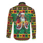 Afro-Jamaicans Christmas Long Sleeve Button Shirt Reggae Santa with Dreadlocks Design - African Pride