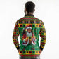 Afro-Jamaicans Christmas Long Sleeve Polo Shirt Reggae Santa with Dreadlocks Design - African Pride